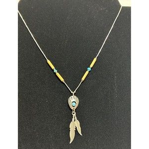 Vintage Sterling Signed QT Handmade Native Heshei Bead Bear Claw Necklace